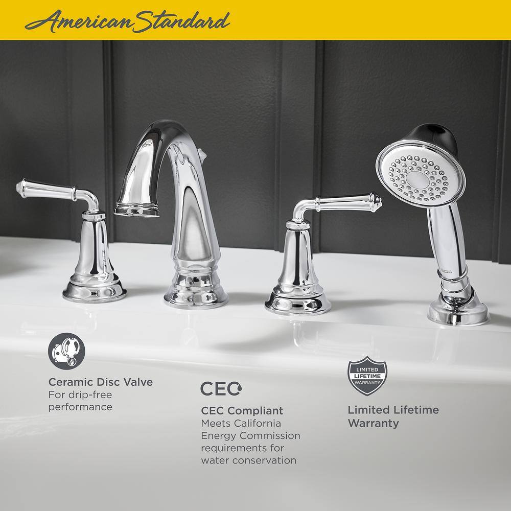 American Standard Delancey 2-Handle Deck-Mount Roman Tub Faucet with Hand Shower in Polished Chrome T052901.002