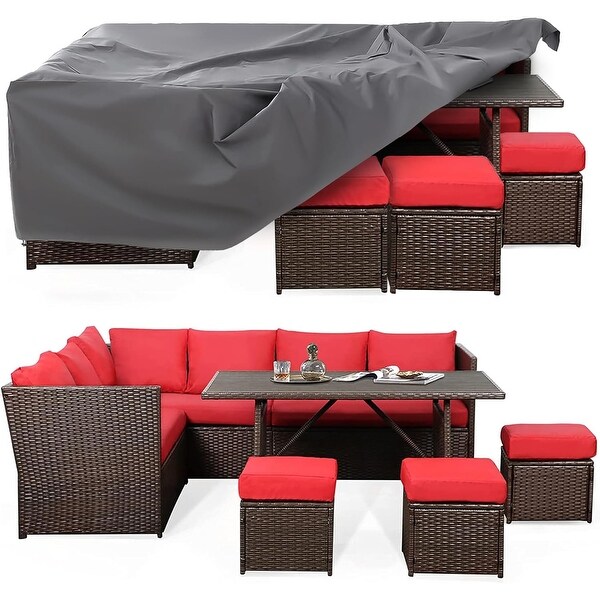 AECOJOY 7 Pieces Patio Furniture Set Outdoor Sectional Sofa Rattan Conversation Set