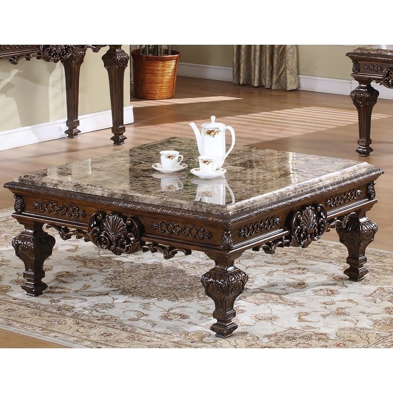 Best Master Furniture Cherry Finish/ Marble Coffee Table