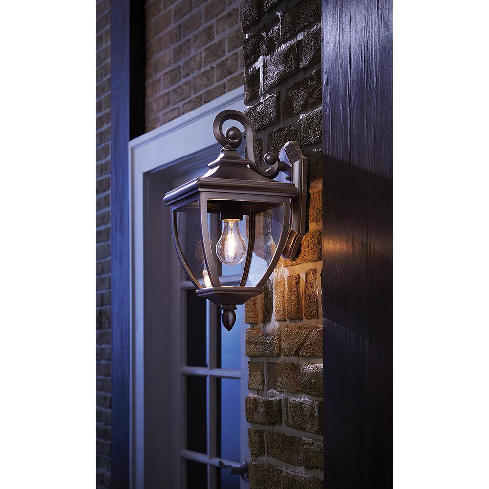 Home Decorators Collection 1-Light Oil-Rubbed Bronze Outdoor 8 in. Wall Lantern Sconce with Clear Glass 23462