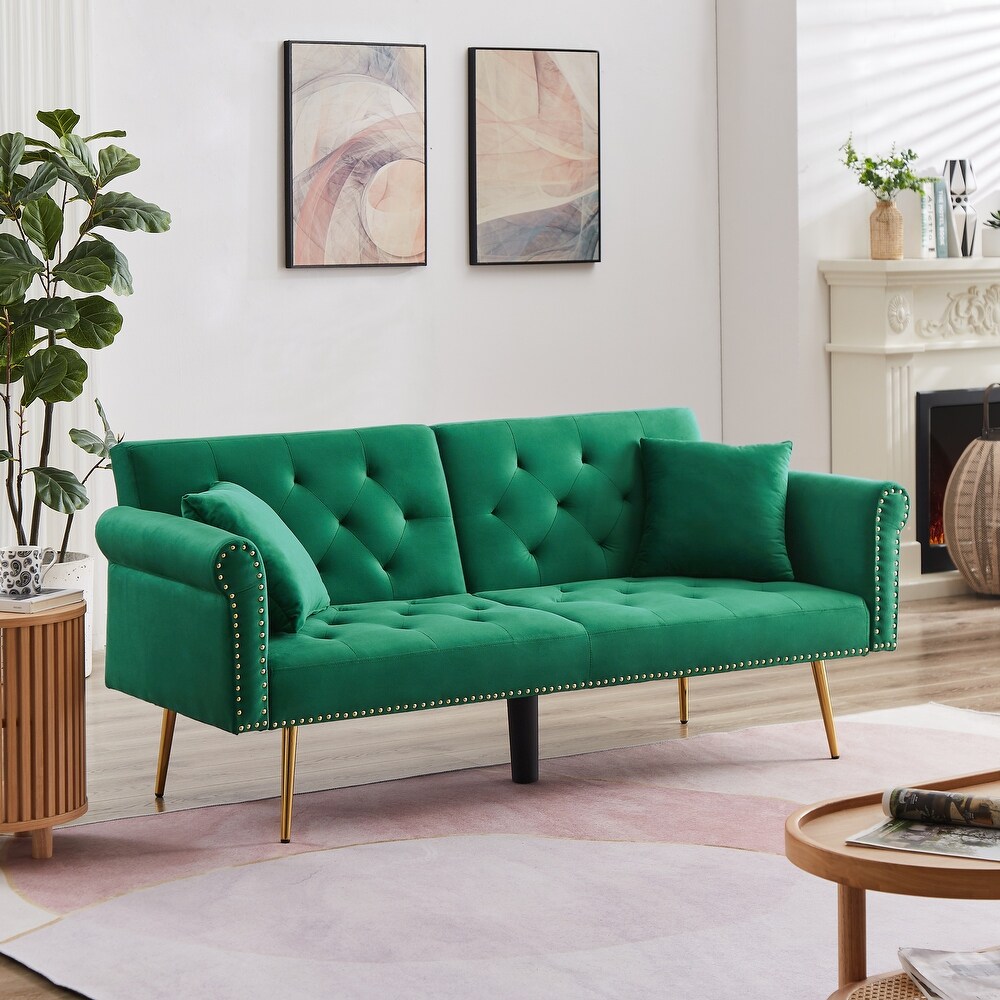 Modern Velvet Upholstered Sleeper Sofa