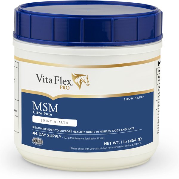 Vita Flex Pro MSM Ultra Pure Joint Support Powder Dog， Cat and Horse Supplement， 1-lb bucket