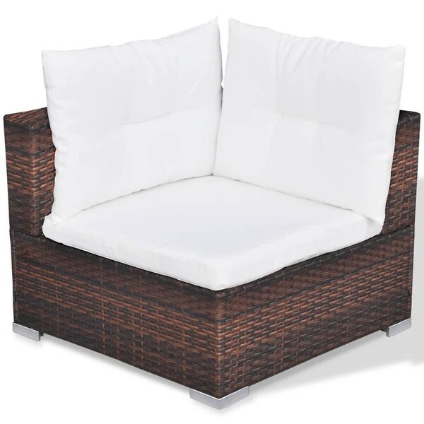 10 Piece Garden Lounge Set with Cushions Poly Rattan Brown - Overstock - 35108298