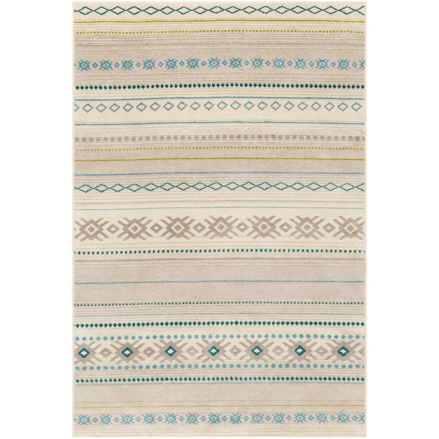 Paramount Rug in Teal, Aqua, Lime, Light Gray, Cream