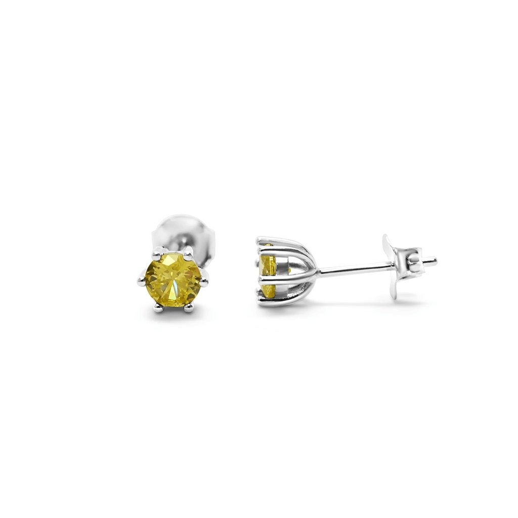 Stia  6 Prong CZ Stud - Citrine