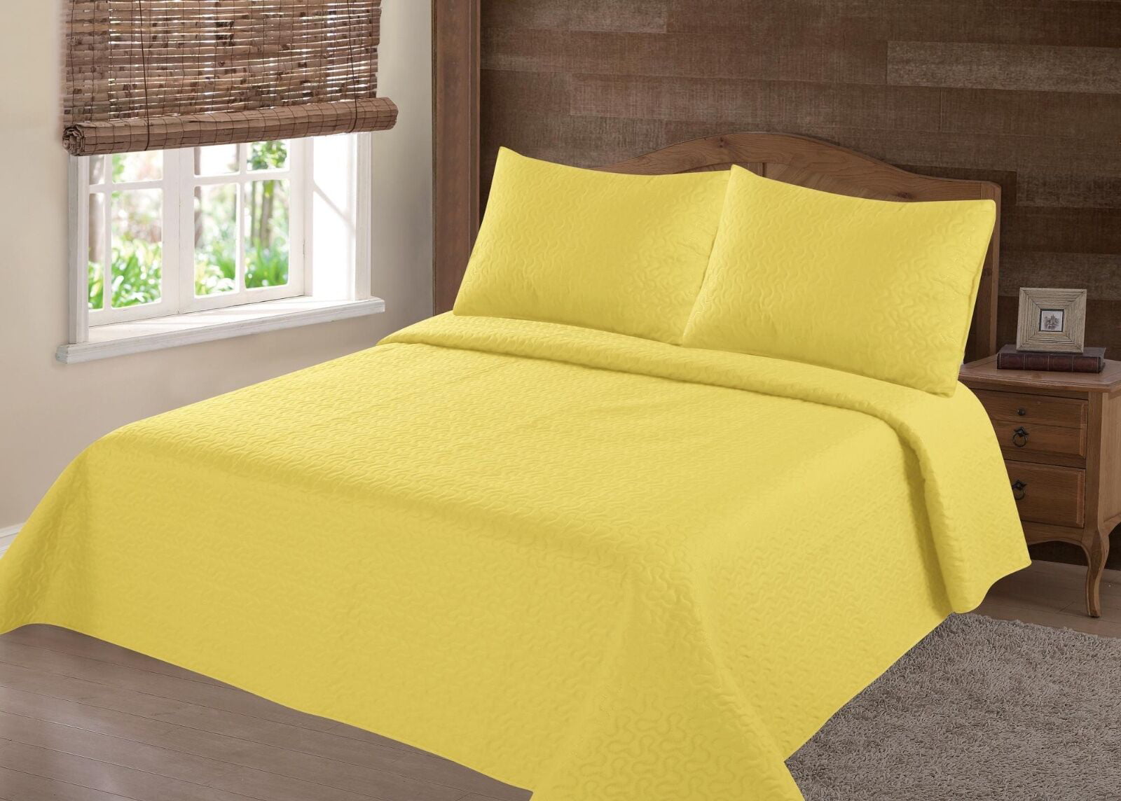 Quilt King size bedding set with pillow case bedding bedspread coverlets reversible for bed yellow