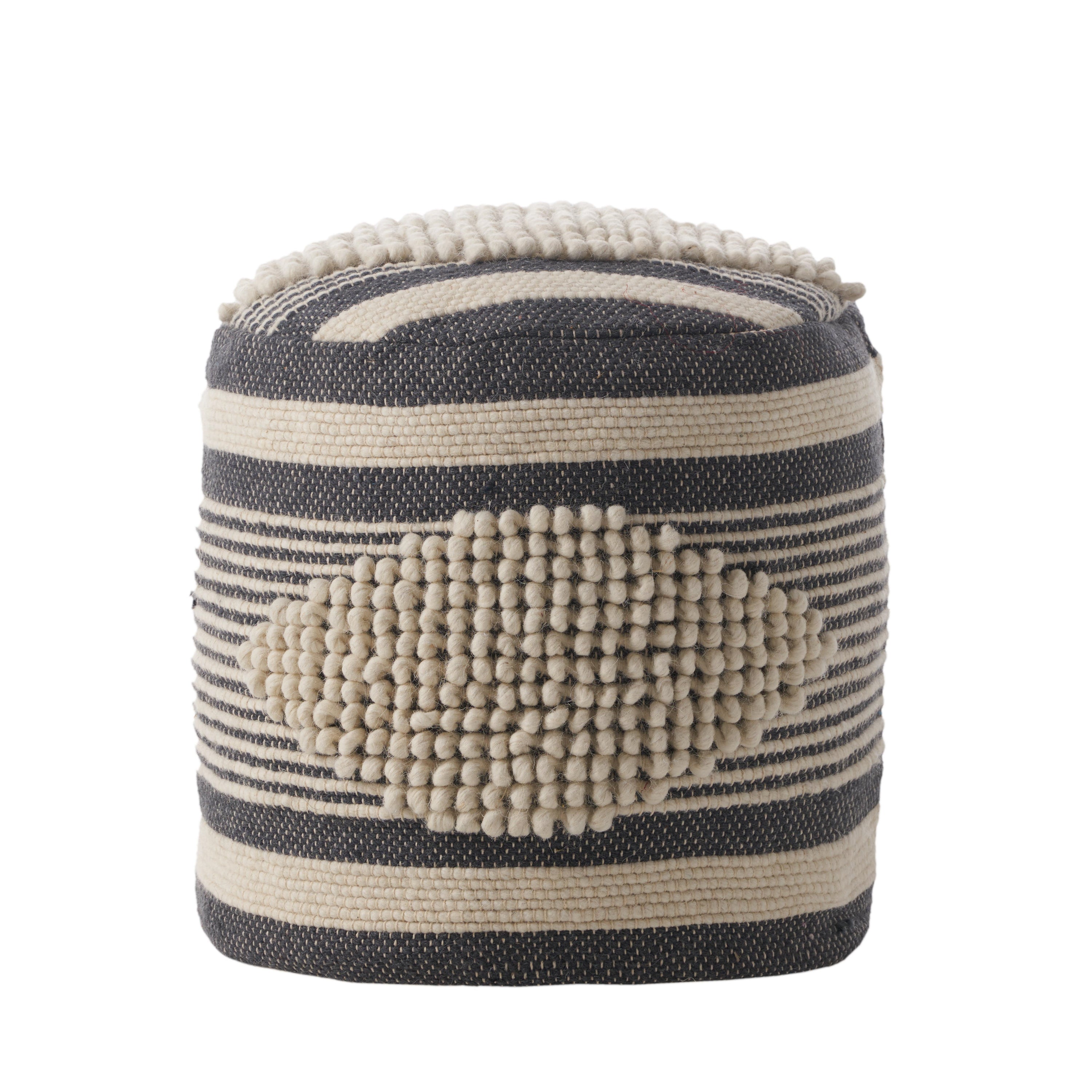 Villard Boho Handcrafted Fabric Cylinder Pouf