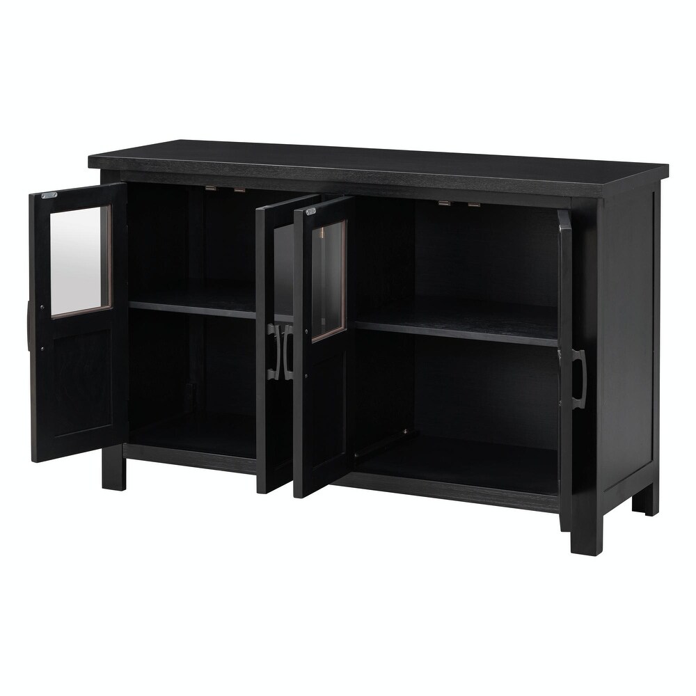 4 Door Cabinet with Adjustable Shelf and Metal Handles