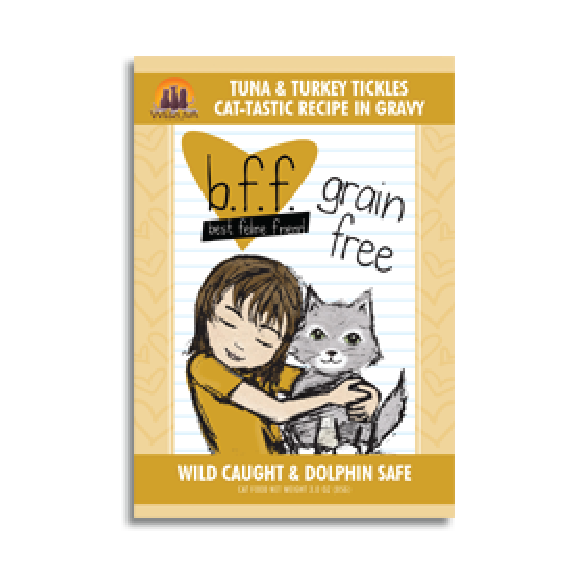 BFF OMG Tuna and Turkey Tickles Dinner in Gravy Wet Cat Food Pouches 3oz