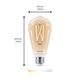 Philips 60-Watt Equivalent ST19 Smart Wi-Fi LED Vintage Edison Tuneable White Light Bulb Powered by WiZ with Bluetooth (2-Pack) 567172