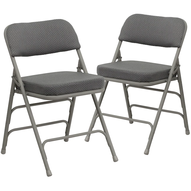 Flash Furniture 2-Pack Gray Fabric/Gray Frame Standard Folding Chair with Padded Seat (Indoor)