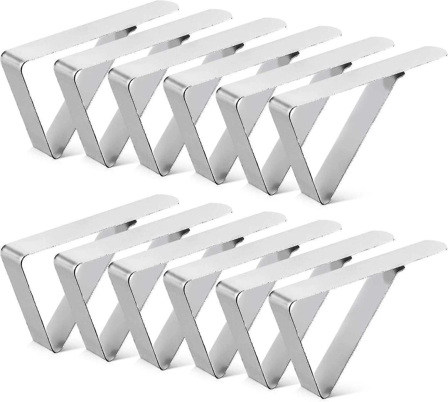 12pack Tablecloth Clips， Picnic Table Clip， Outdoor Indoor Table Cover Clamps， Stainless Steel Table Cloth Holders For Party， Camping， Wedding， Silver