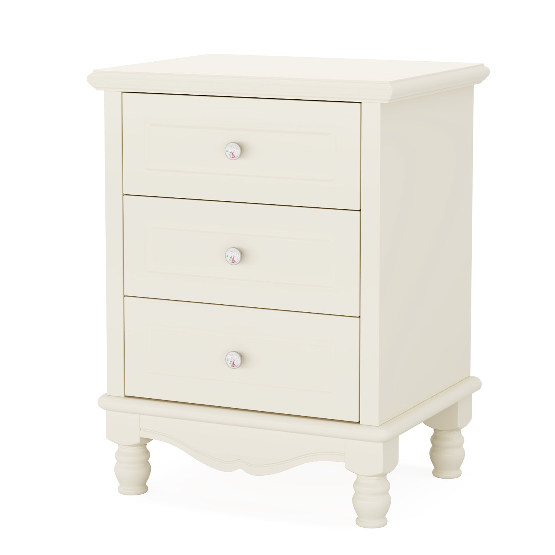 3-Drawer Nightstand, All-Wood Bedside Table Farmhouse End Table