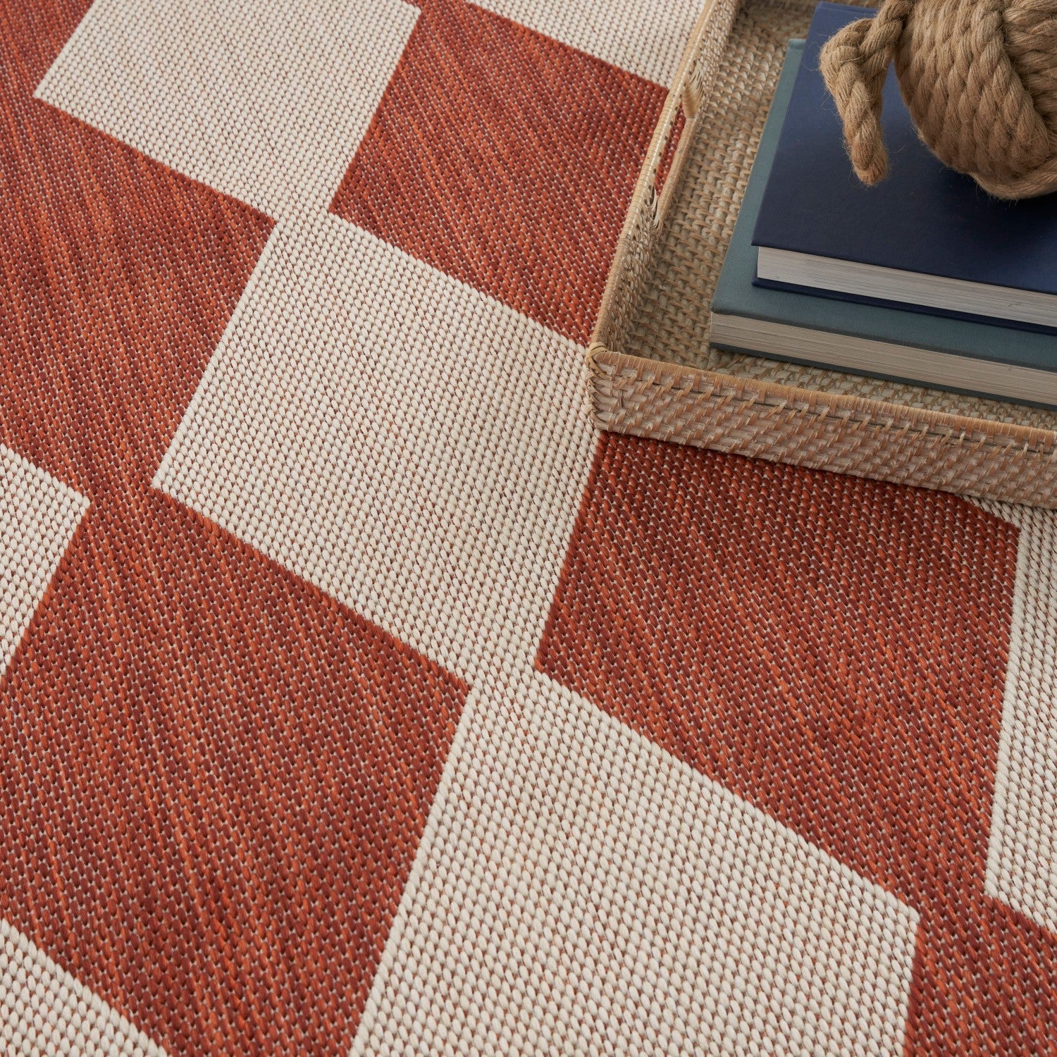 Positano Indoor/Outdoor Terracotta Geometric Rug