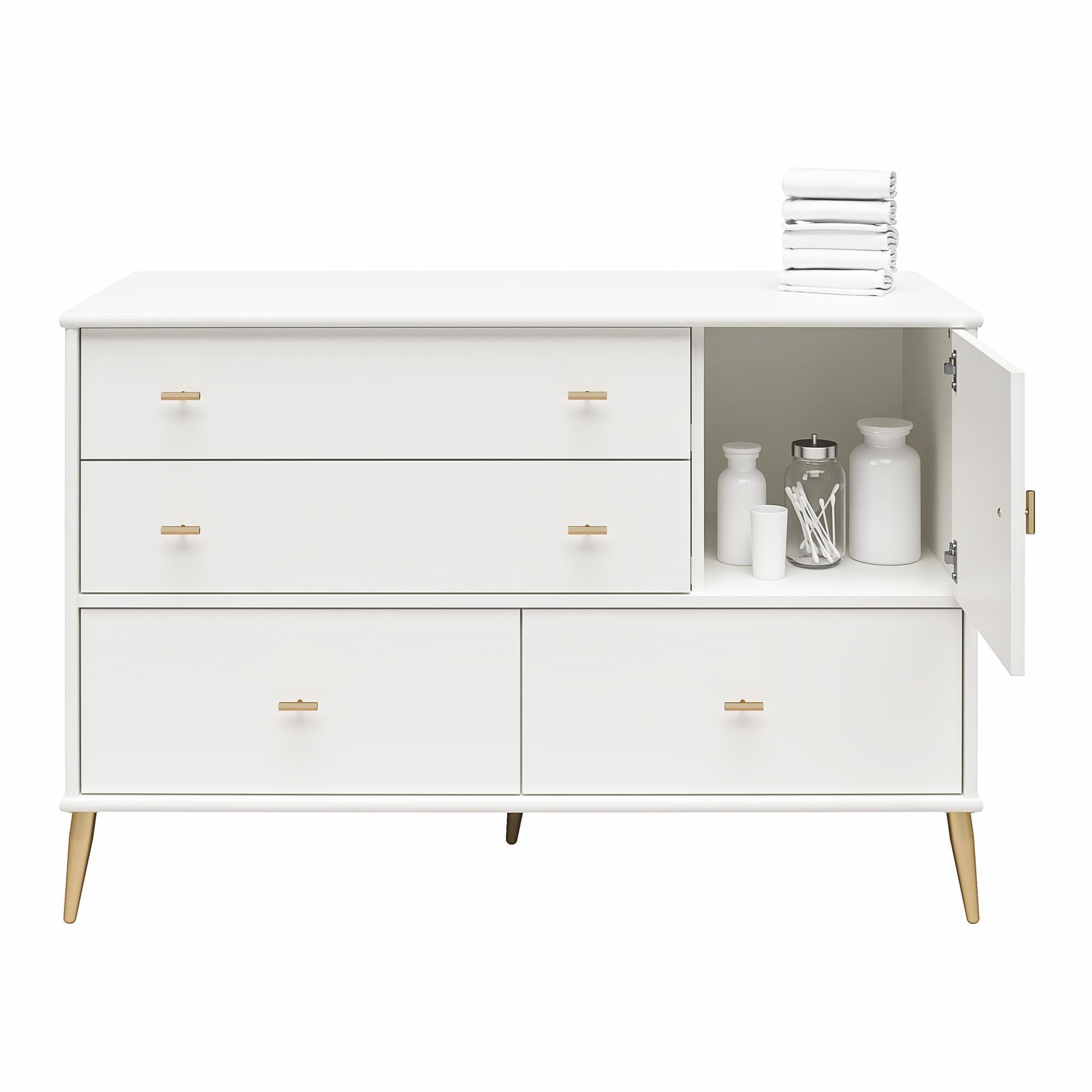 Little Seeds Valentina Asymmetrical 4 Drawer / 1 Door Convertible Dresser, White