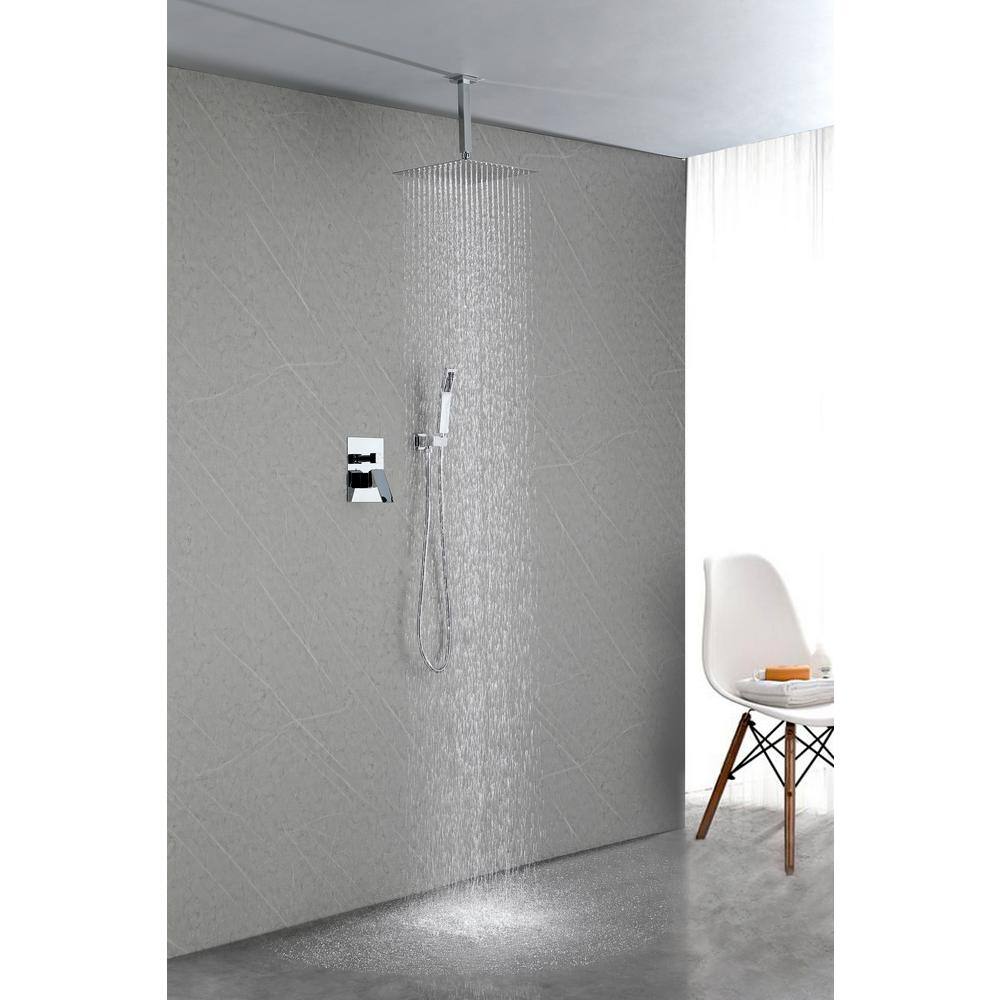 Lukvuzo High Pressure 12 in. Shower Head Brass Wall Bar Shower Kit with Hand Shower in Chrome HDSA11FS020