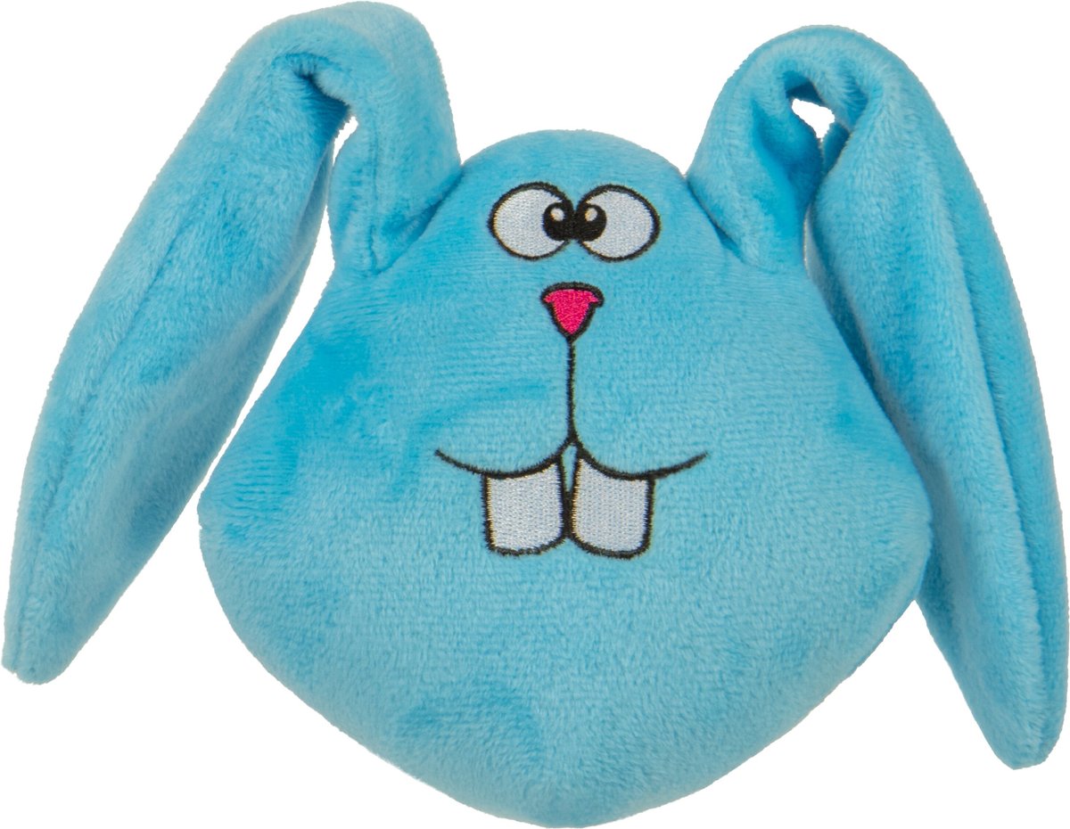 goDog Action Plush  Blue Bunny Animated Squeaker Dog Toy， Blue， Medium