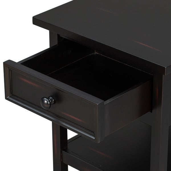 Classical Multifunctional End Table with One Drawer and Bottom Shelf