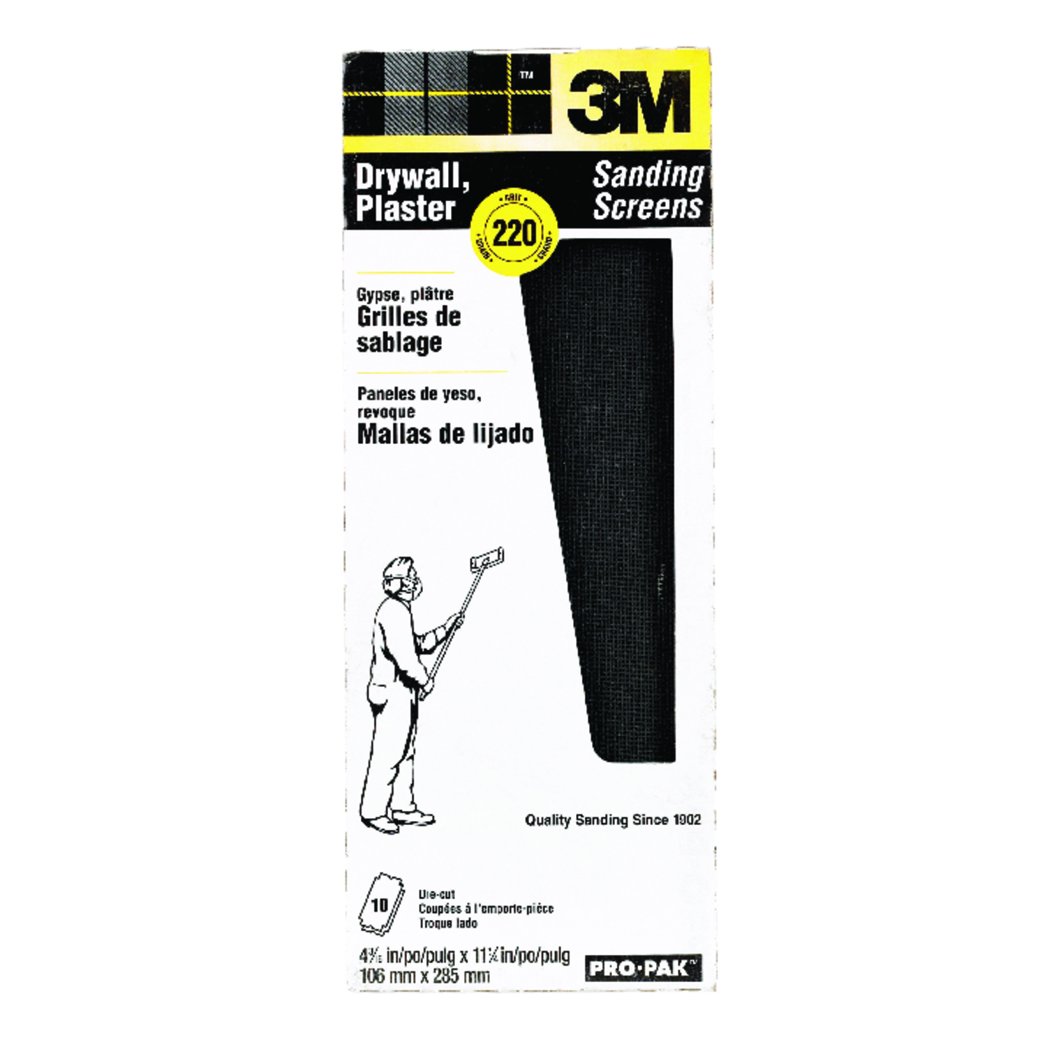 3M Pro-Pak 11-1/4 in. L X 4-3/16 in. W 220 Grit Silicon Carbide Drywall Sanding Screen 10 pk