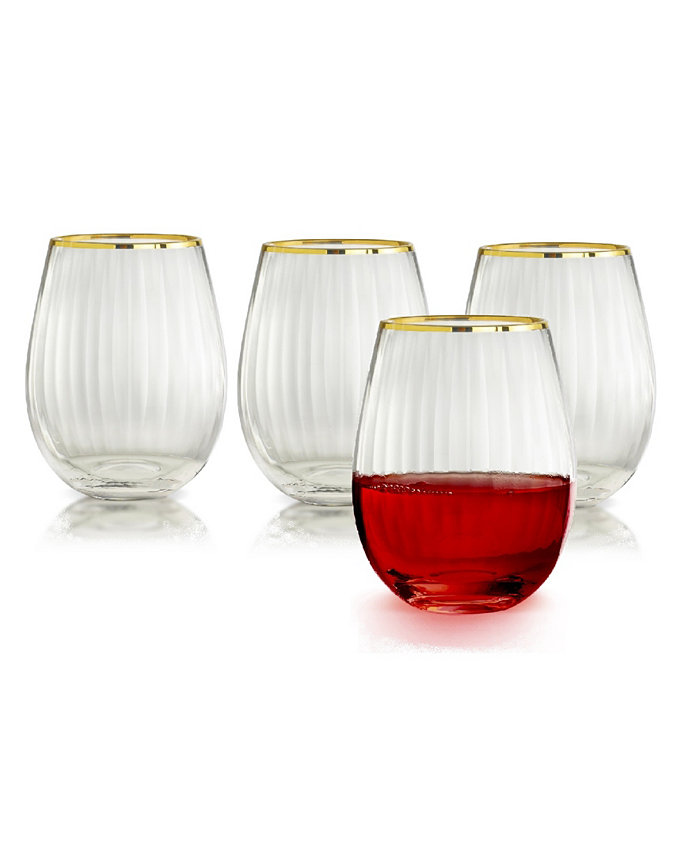 Qualia Glass Rocher Stemless Wine Glasses Set of 4 21 Oz