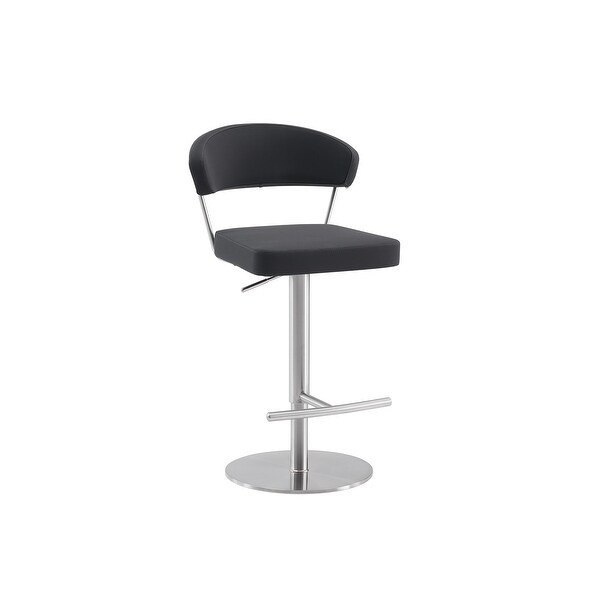 FAIRMONT bar stool with brushed stainless steel base.