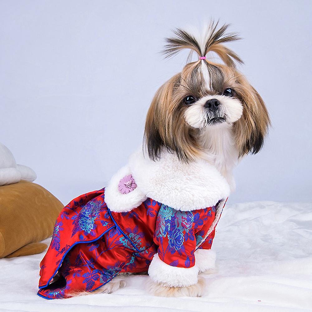 Autumn Winter Cotton Cute Red Thicken Beautiful Soft Comfortable Pet Clothes Warm Coat Clothing For Dogsred S