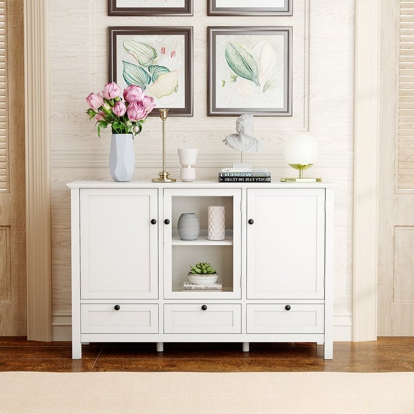 44.9'' Accent Cabinet Modern Console Table Sideboard for Living Room Dining Room With 2 Doors， 3 Drawers