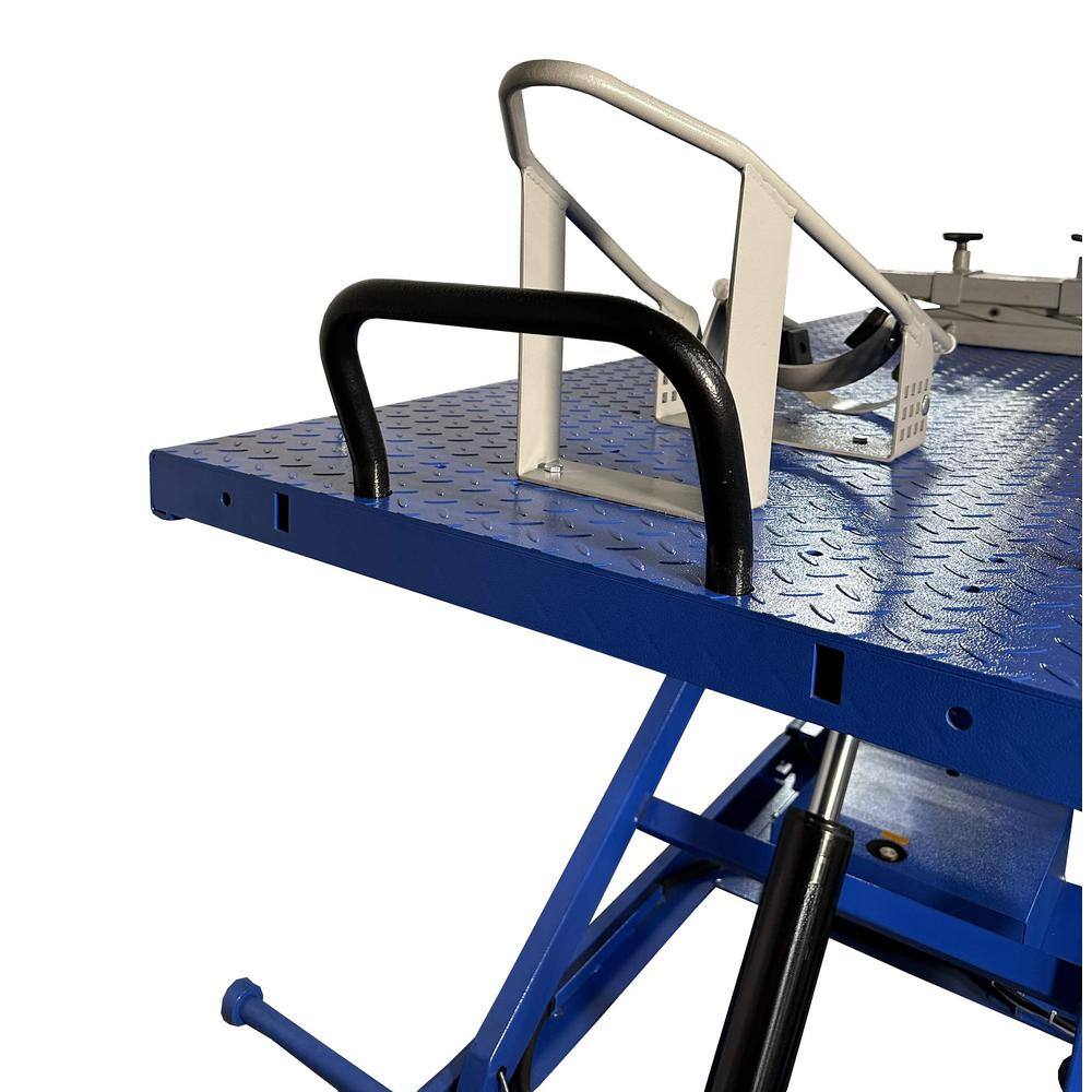 IDEAL Electric-Hydra Motorcycle Scissor Lift Bench with Integrated Motor and Retractable Ramp 2200 lbs. Capacity M-2200IEH-XR