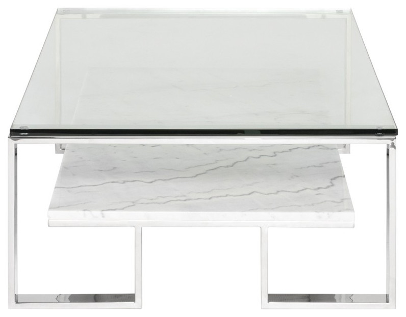 Benvolio Coffee Table White Marble Stainless   Contemporary   Coffee Tables   by V.S.D Furniture  Houzz