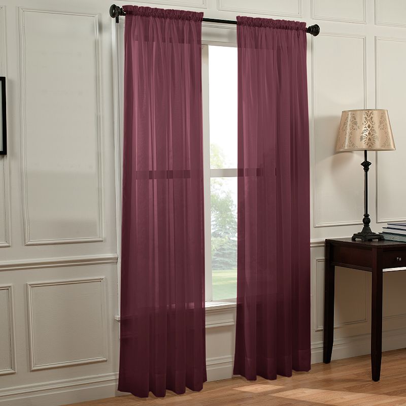 No. 918 Emily Solid Sheer Voile Rod Pocket Single Window Curtain Panel