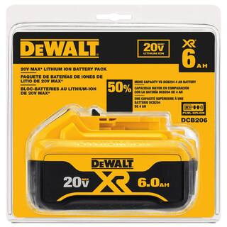 DW 20V MAX XR Premium Lithium-Ion 6.0Ah Battery Pack DCB206