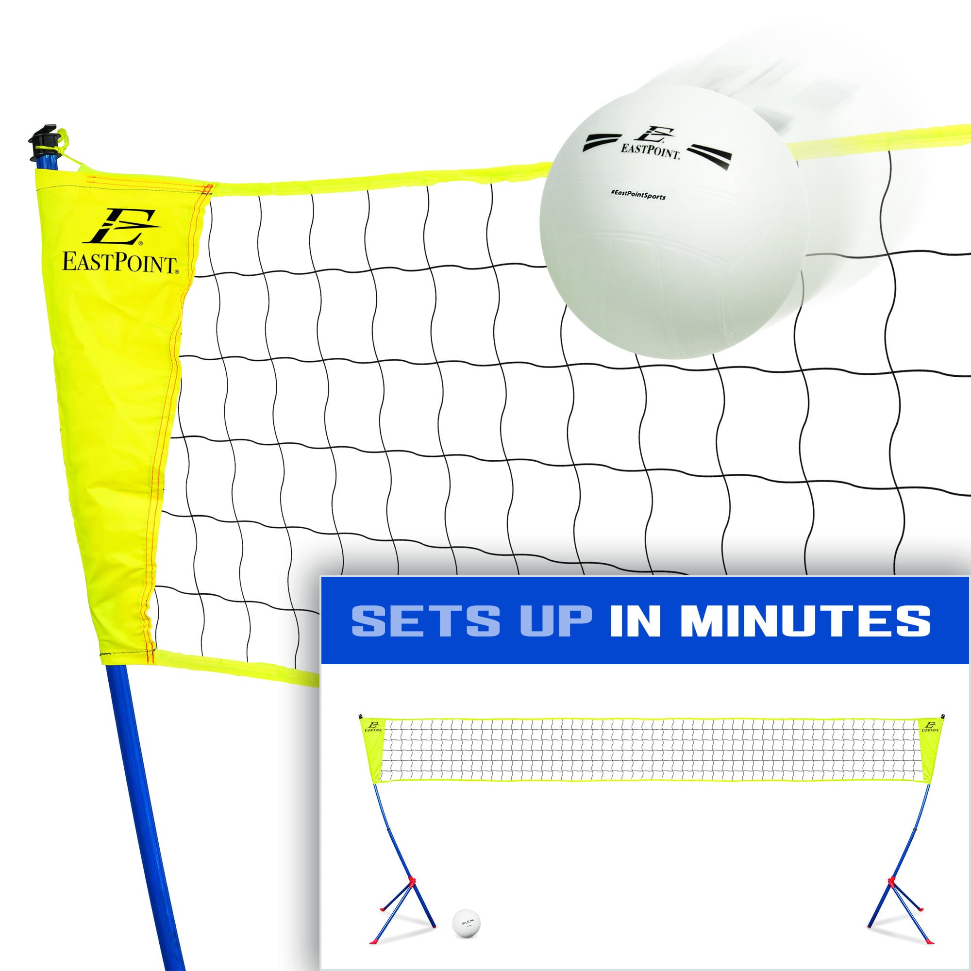 EastPoint Sports Volleyball Net Set， Portable Tripod System for Outdoors