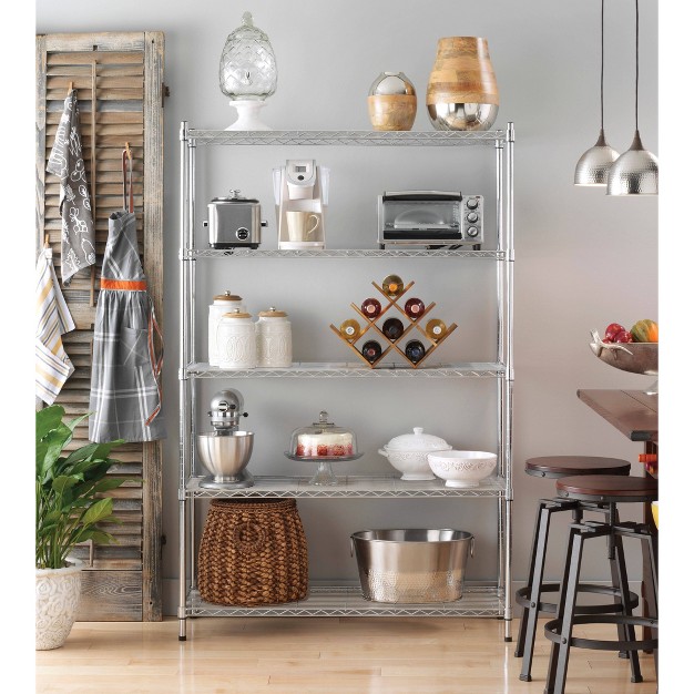 Whitmor 5 Tier  Large Shelving Chrome Silver