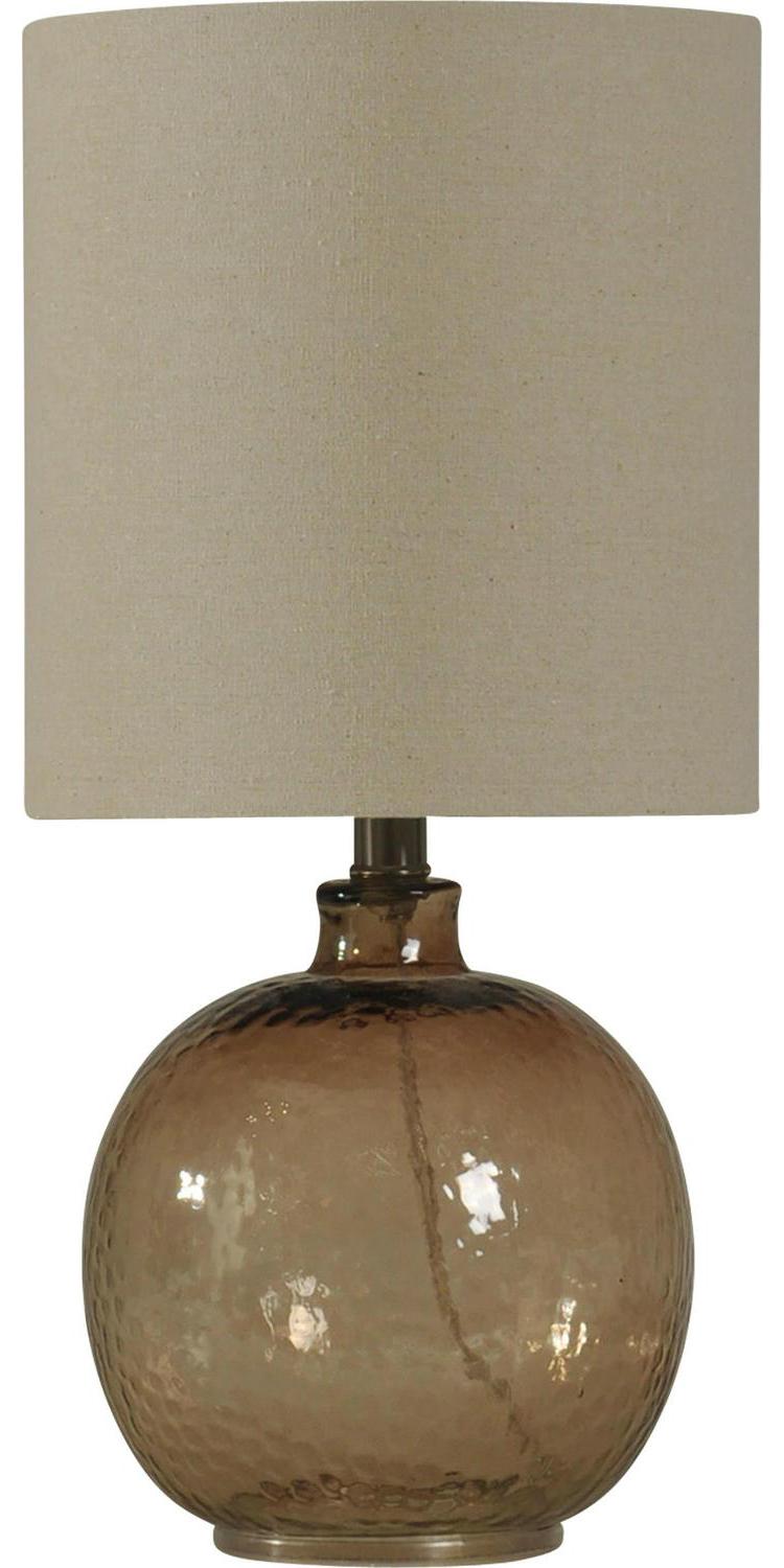 Table Lamp  Off White/Oatmeal Hardback Fabric Shade  Amber Mist Finish