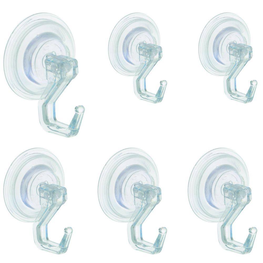 interDesign Power Lock Suction 6 Robe Hook Combo Pack in Clear 18130