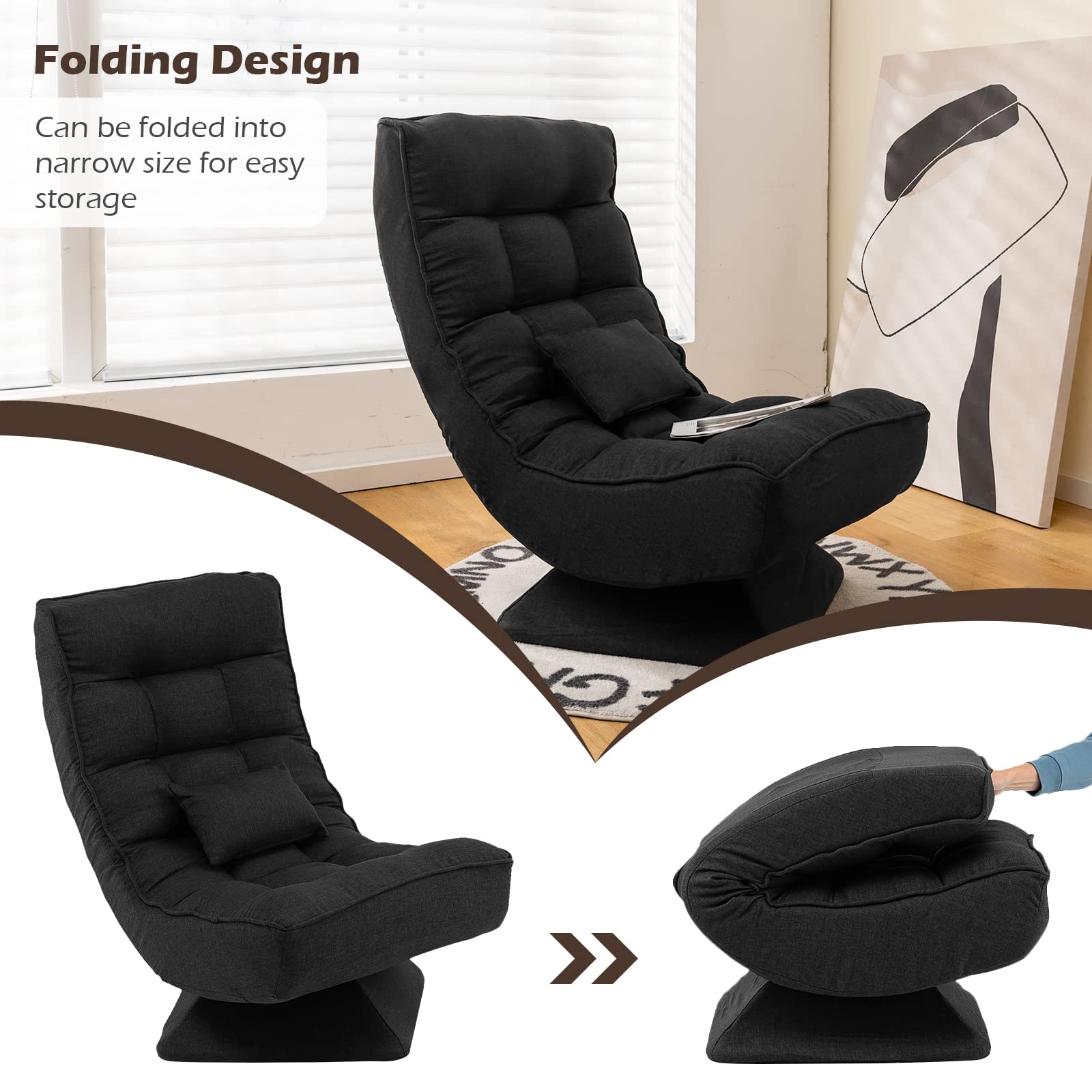 Giantex Adjustable Swivel Floor Chair - 5 Position Video Game Chair