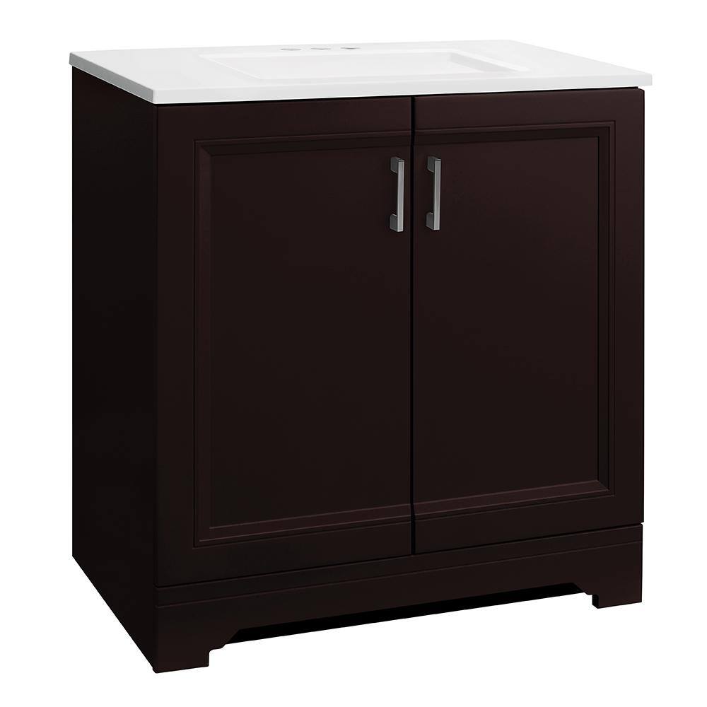 Glacier Bay Willowridge 30.5 in. W Bath Vanity in Carob with Cultured Marble Vanity Top in White with White Sink PPAVLCAB30