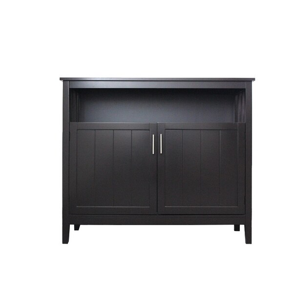 Wood Sideboard Storage Cabinet with Open Storage Shelf， Adjustable Shelf and Metal Handles