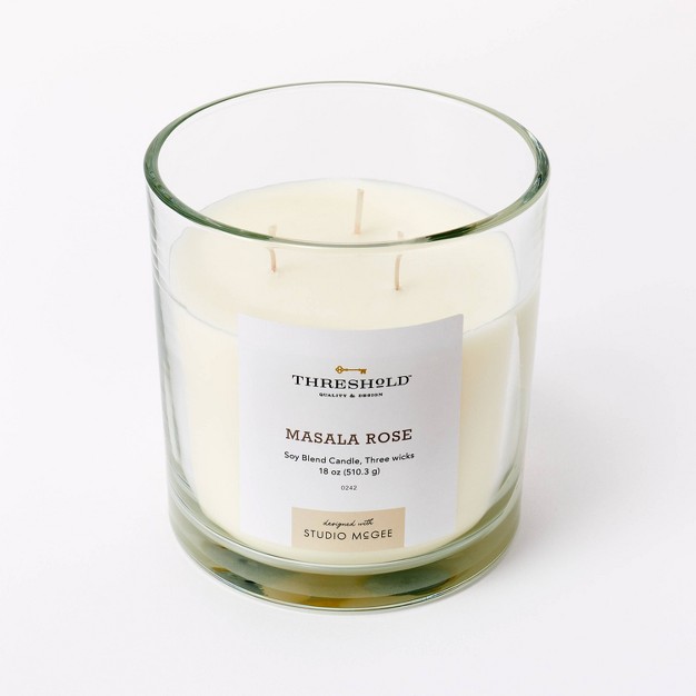 Clear Glass Masala Rose Candle White Designed With Studio Mcgee