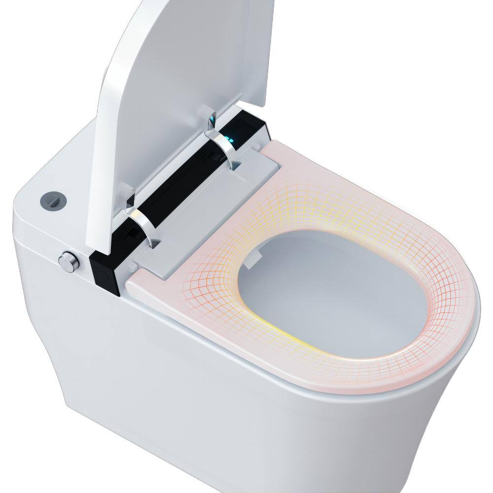 Tatayosi 1-Piece 3.8L1 GPF Single Flush Smart Toilet in White Seat Included with Auto-Flush Warm Water Air Drying Function J-H-W156668043