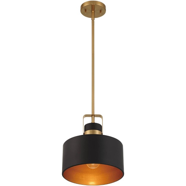 Wide Modern Matte Black Drum Shade Fixture For Dining Room Foyer Kitchen