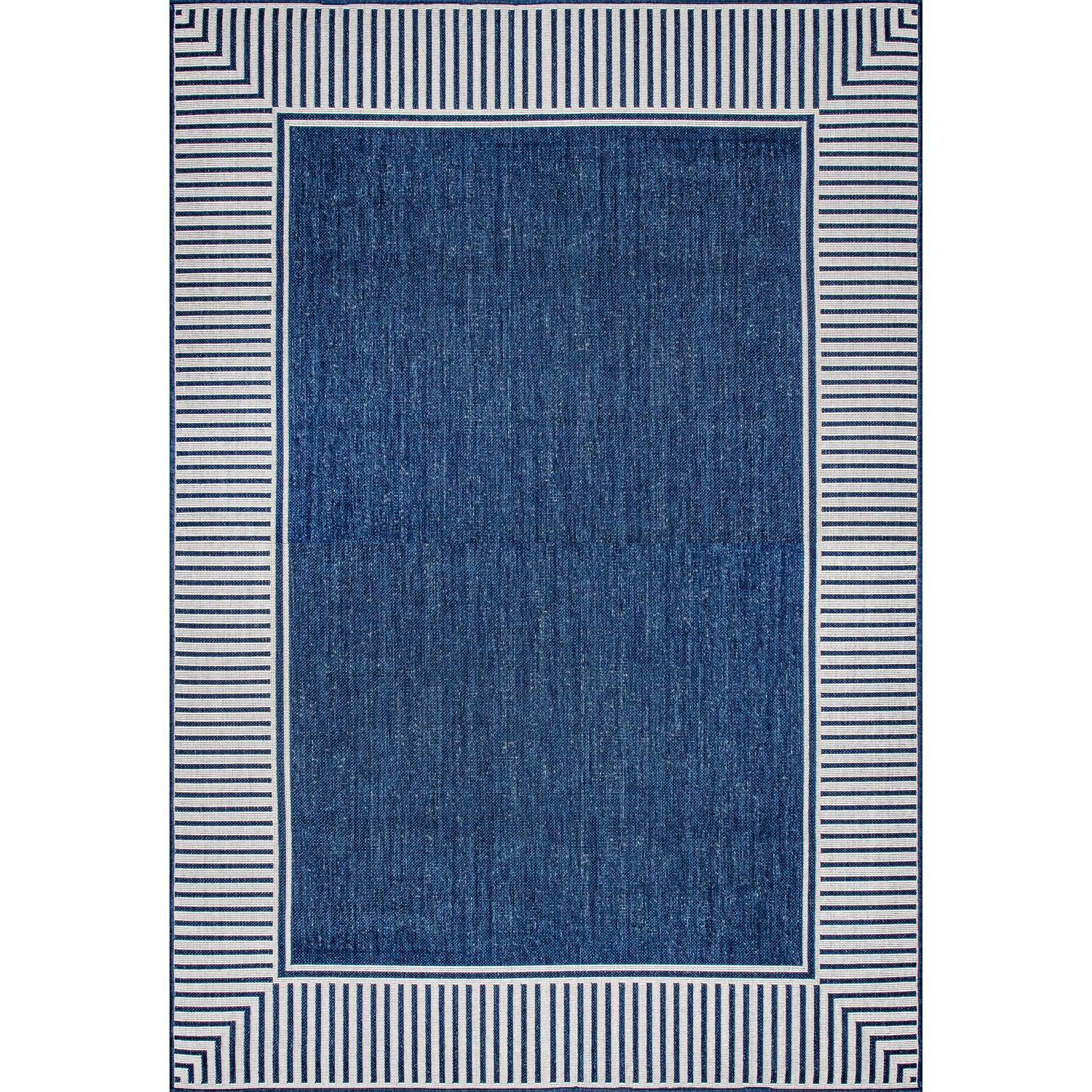 nuLOOM Asha Simple Border Indoor/Outdoor Accent Rug， 3and#8242; 6 x 5and#8242;， Navy