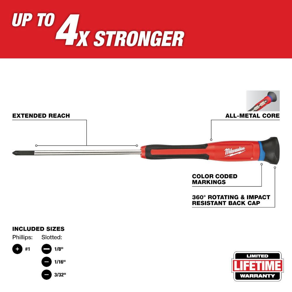 Milwaukee 4-Piece Precision Screwdriver Set 48-22-2604 from Milwaukee