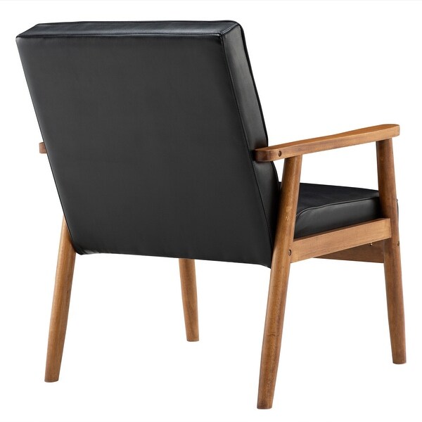 PU Leather Black/Brown Mid-century Accent Chair