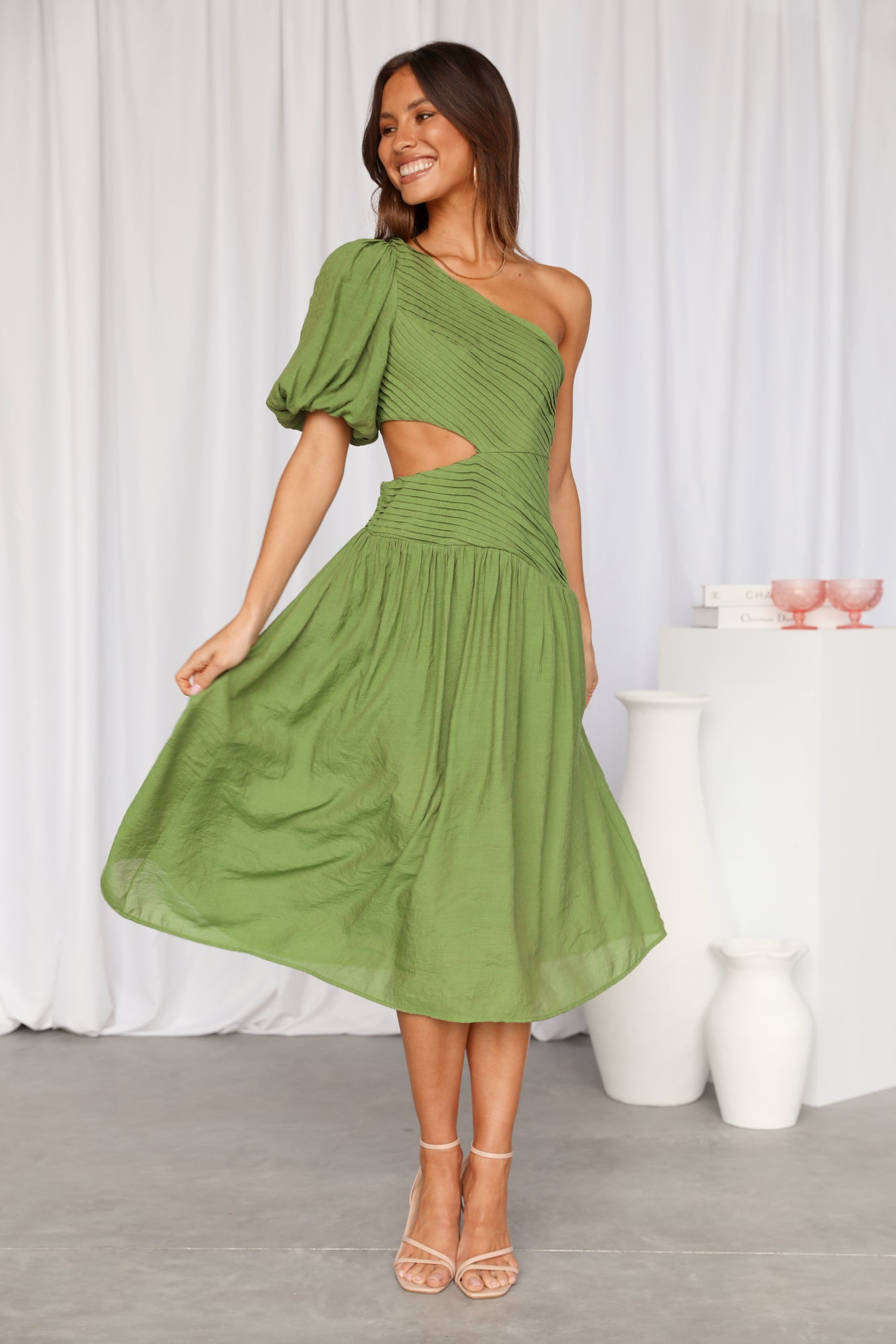 Meadow Secrets Midi Dress Green