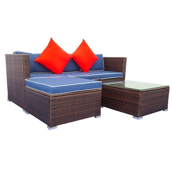 3 Piece Patio Sectional Wicker Rattan Outdoor Furniture Sofa Set - Overstock - 34395941