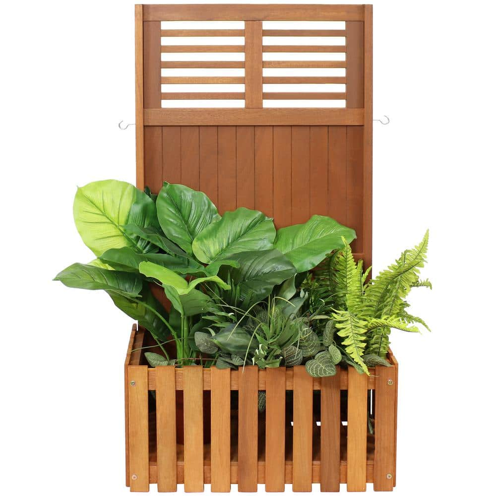 Sunnydaze Decor 44 in. Outdoor Garden Wood Planter Box with Privacy Screen LAM-676