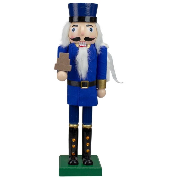 14 Blue and Gold Wooden Mail Carrier Christmas Nutcracker