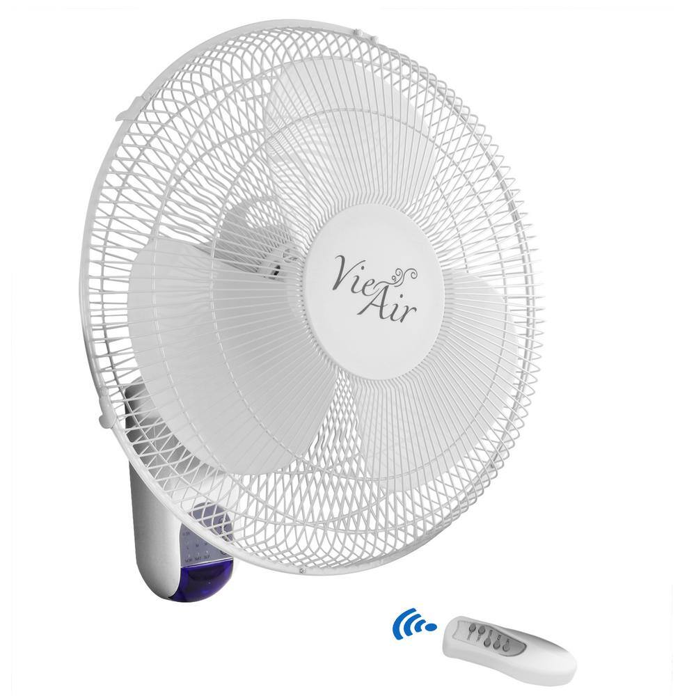 Vie Air 16 in. White 3 Speed Plastic Wall Fan with Remote Control 985109798M