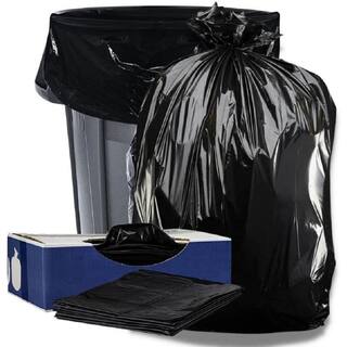 Plasticplace 38 in. W x 58 in. H 55 Gal. - 60 Gal. 3.0 mil Black Gusset Seal Contractor Bags (50-Case) CON55